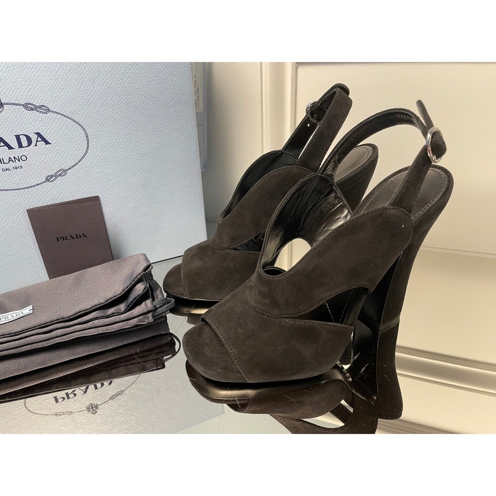 Prada Collection‎ 1X890L Comoscio Women's Black Suede High Heel Pumps Shoes, 36